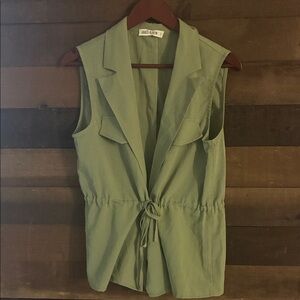 Grace Karin Olive Green Sleeveless Drawstring Utility Vest